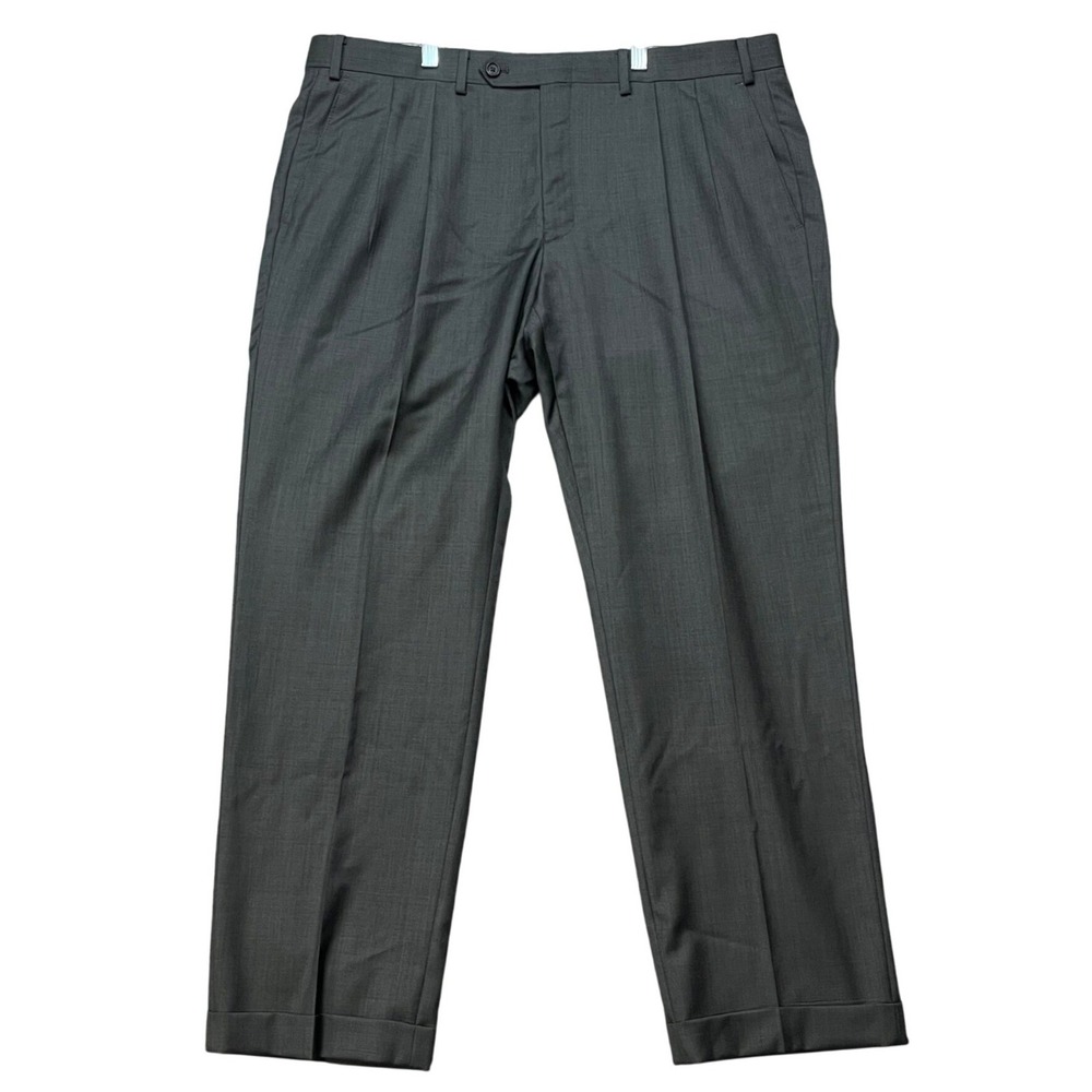 Lauren Ralph Lauren Pants Mens 38x30 Gray Straight Leg Pleated Cuffed Wool EUC